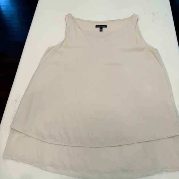 Eileen Fisher Silk Tank Top Sz XS Ivory Neutral Sleeveless layered Blouse - Picture 7 of 9